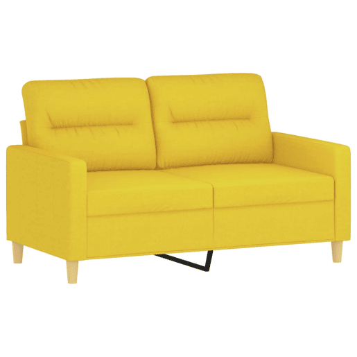 vidaXL 2 pcs conjunto de sofás com almofadas tecido amarelo-claro vidaXL 2 pcs conjunto de sofás com almofadas tecido amarelo-claro