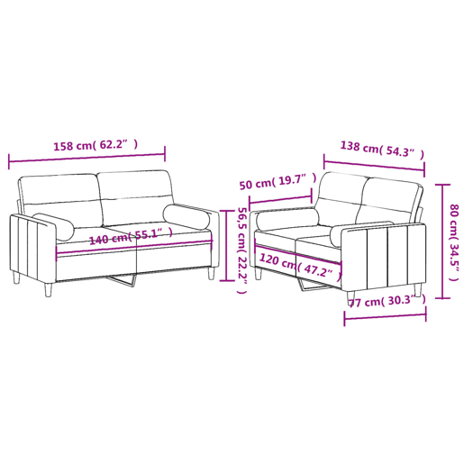 vidaXL 2 pcs conjunto de sofás com almofadas tecido amarelo-claro vidaXL 2 pcs conjunto de sofás com almofadas tecido amarelo-claro