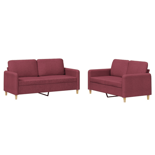 vidaXL 2 pcs conjunto de sofás com almofadões tecido vermelho tinto