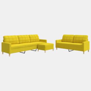 vidaXL 3 pcs conjunto de sofás com apoio de pés tecido amarelo-claro
