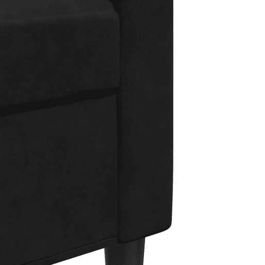 vidaXL 3 pcs conjunto de sofás com almofadões e rolos veludo preto