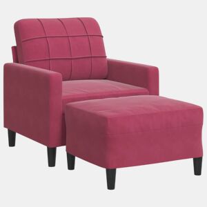 vidaXL Poltrona com apoio de pés 60 cm veludo vermelho tinto