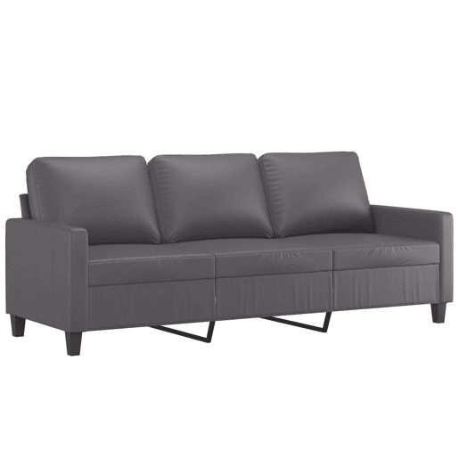 vidaXL 3 pcs conjunto de sofás c almofadões couro artificial cinzento vidaXL 3 pcs conjunto de sofás c almofadões couro artificial cinzento