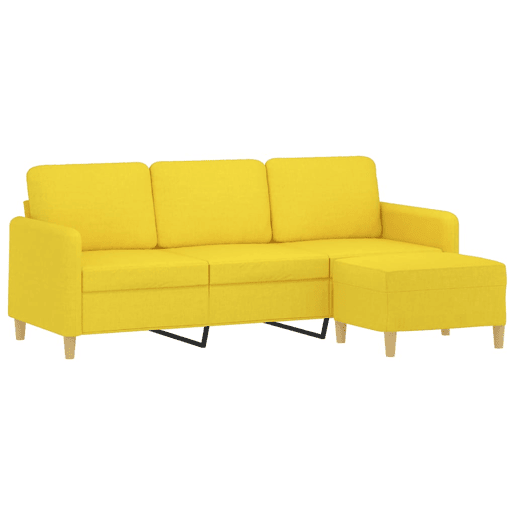 vidaXL Sofá de 3 lugares com apoio de pés 180 cm tecido amarelo-claro vidaXL Sofá de 3 lugares com apoio de pés 180 cm tecido amarelo-claro