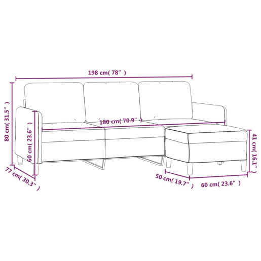 vidaXL Sofá de 3 lugares com apoio de pés 180 cm tecido amarelo-claro vidaXL Sofá de 3 lugares com apoio de pés 180 cm tecido amarelo-claro