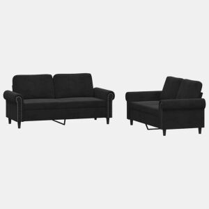 vidaXL 2 pcs conjunto de sofás com almofadões veludo preto