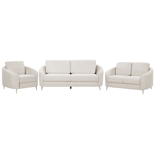 Conjunto de sala de estar TROSA Tecido Creme claro 6 lugares