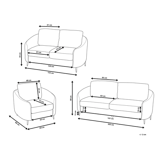 Conjunto de sala de estar TROSA Tecido Creme claro 6 lugares