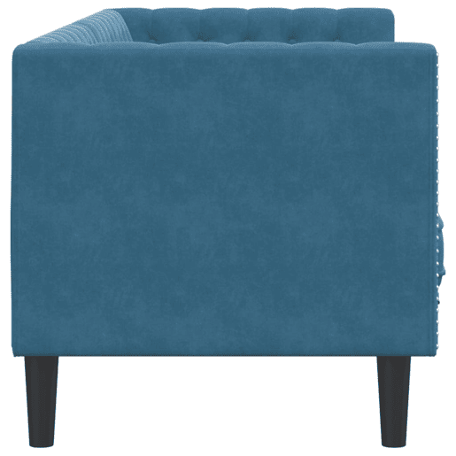 vidaXL Sofá chesterfield com rolos 3 lugares veludo preto