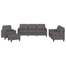 vidaXL 4 pcs conjunto de sofás c almofadões couro artificial cinzento