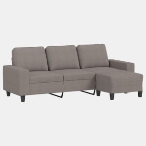 vidaXL Sofá 3 lugares com apoio de pés 180 cm tecido cinza-acastanhado