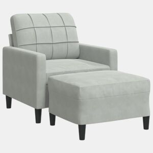 vidaXL Poltrona com apoio de pés 60 cm veludo cinzento-claro