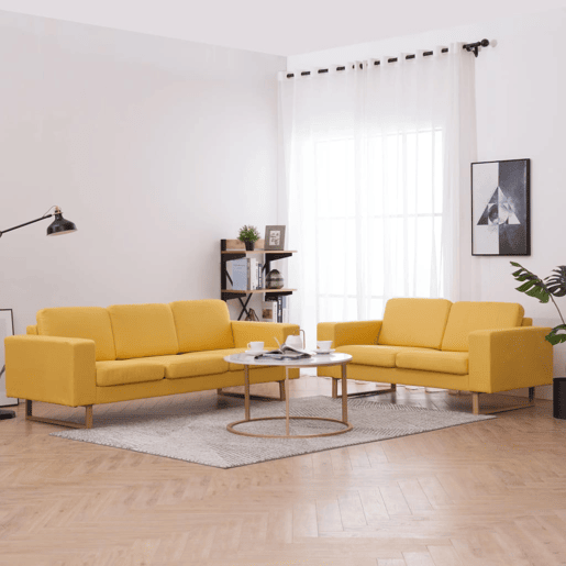 vidaXL 2 pcs conjunto de sofás tecido amarelo