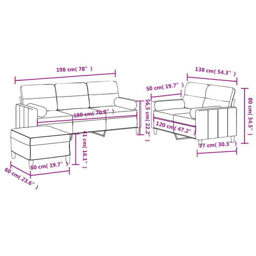 vidaXL 3 pcs conjunto de sofás com almofadas tecido amarelo-claro vidaXL 3 pcs conjunto de sofás com almofadas tecido amarelo-claro