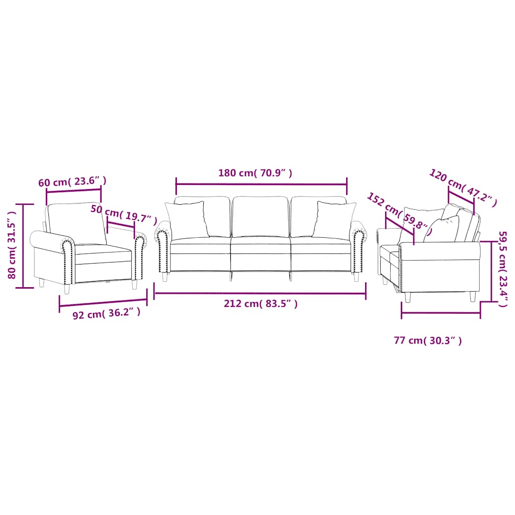 vidaXL 3 pcs conjunto de sofás com almofadas veludo amarelo vidaXL 3 pcs conjunto de sofás com almofadas veludo amarelo