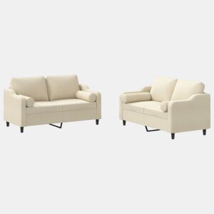 vidaXL 2 pcs conjunto de sofás com almofadas tecido cor creme