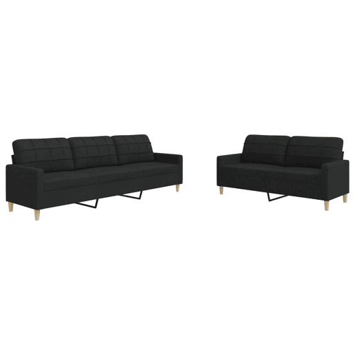 vidaXL 2 pcs conjunto de sofás tecido preto vidaXL 2 pcs conjunto de sofás tecido preto