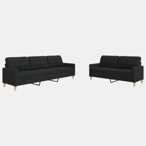 vidaXL 2 pcs conjunto de sofás tecido preto