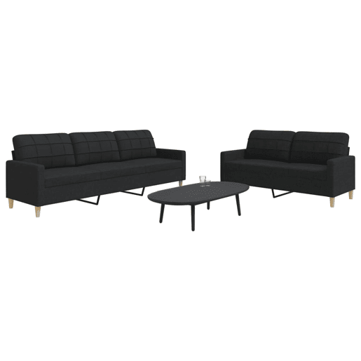 vidaXL 2 pcs conjunto de sofás tecido preto vidaXL 2 pcs conjunto de sofás tecido preto
