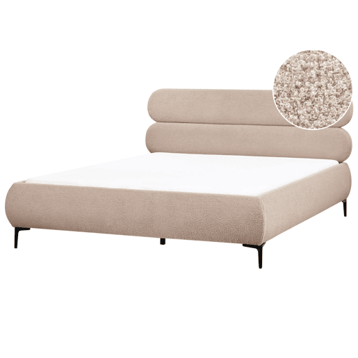 Cama Bouclé LESSAY 180 x 200 cm Taupe Cama Bouclé LESSAY 180 x 200 cm Taupe