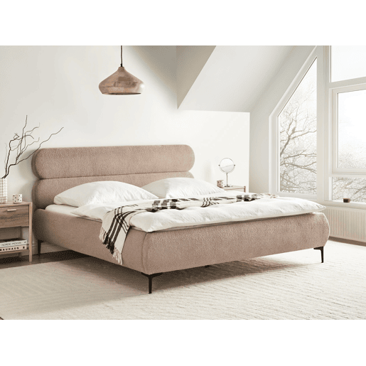Cama Bouclé LESSAY 180 x 200 cm Taupe Cama Bouclé LESSAY 180 x 200 cm Taupe