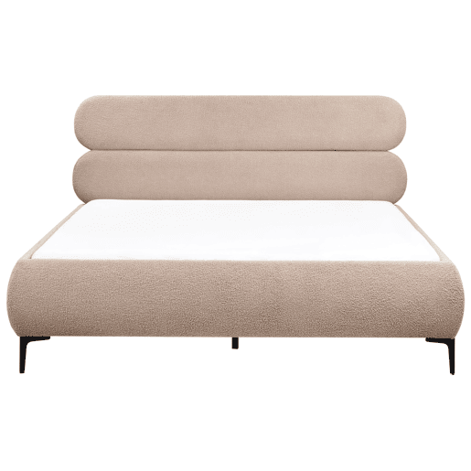 Cama Bouclé LESSAY 180 x 200 cm Taupe Cama Bouclé LESSAY 180 x 200 cm Taupe