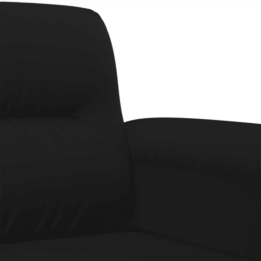 vidaXL 3 pcs conjunto sofás c almofadas tecido de microfibra preto
