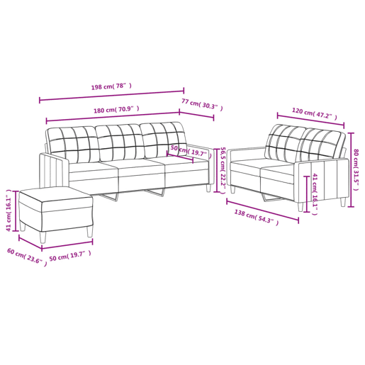 vidaXL 3 pcs conjunto de sofás com almofadões tecido cor creme vidaXL 3 pcs conjunto de sofás com almofadões tecido cor creme