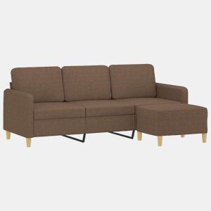 vidaXL Sofá de 3 lugares com apoio de pés 180 cm tecido castanho