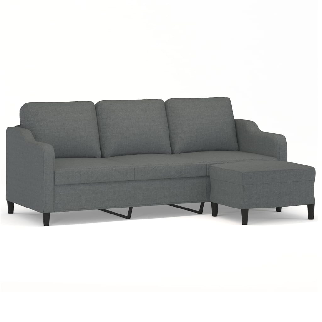 Vidaxl sofá de 3 plazas con taburete de tela gris oscuro 180 cm