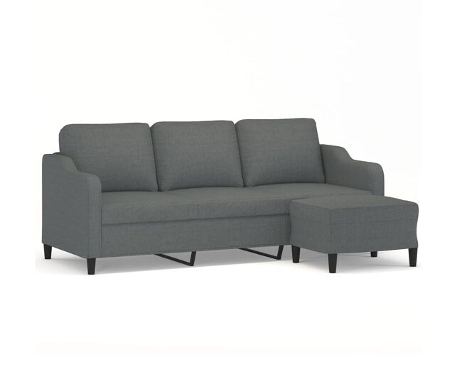 Vidaxl sofá de 3 plazas con taburete de tela gris oscuro 180 cm