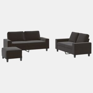 vidaXL 3 pcs conjunto de sofás tecido preto