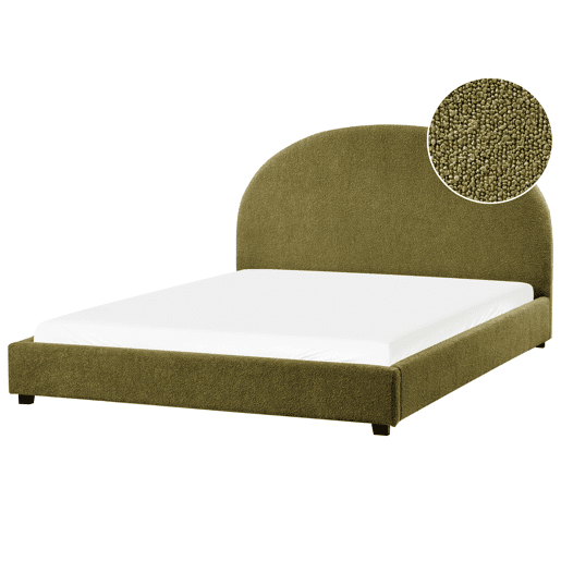 Cama Bouclé VAUCLUSE 160 x 200 cm Verde-oliva Cama Bouclé VAUCLUSE 160 x 200 cm Verde-oliva