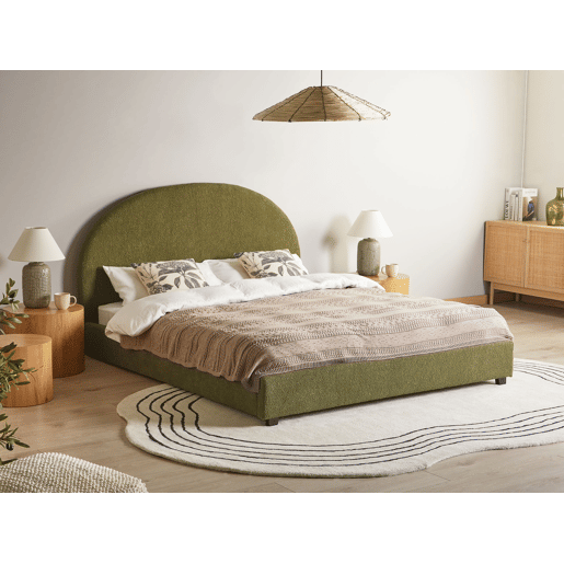 Cama Bouclé VAUCLUSE 160 x 200 cm Verde-oliva Cama Bouclé VAUCLUSE 160 x 200 cm Verde-oliva