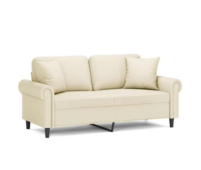 Vidaxl sofá de 2 plazas con cojines cuero sintético color crema 140 cm