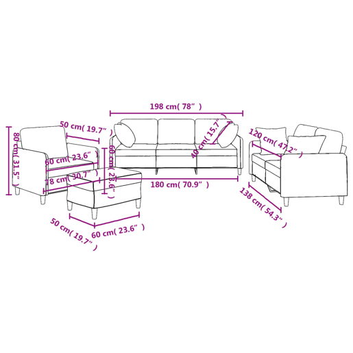 vidaXL 4 pcs conjunto de sofás com almofadas tecido cinza-acastanhado vidaXL 4 pcs conjunto de sofás com almofadas tecido cinza-acastanhado