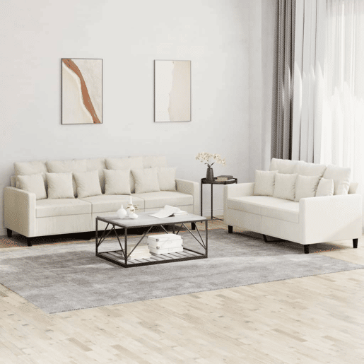 vidaXL 2 pcs conjunto de sofás com almofadões veludo cor creme