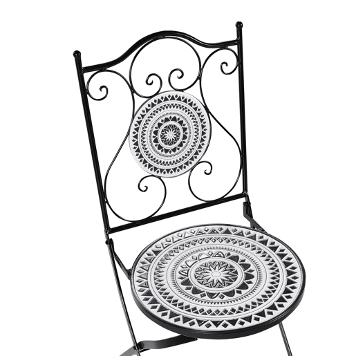 Conjunto de 2 cadeiras de jardim COMISO Dobrável Metal PretoBranco