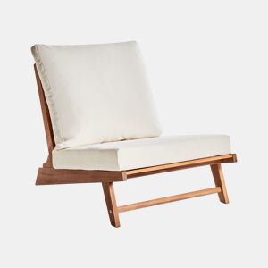 Cadeira de jardim com almofada MICCIANO Madeira de acácia Branco creme