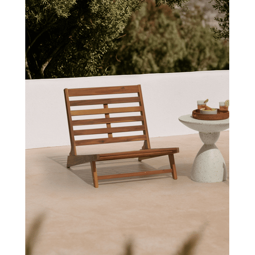 Cadeira de jardim com almofada MICCIANO Madeira de acácia Branco creme