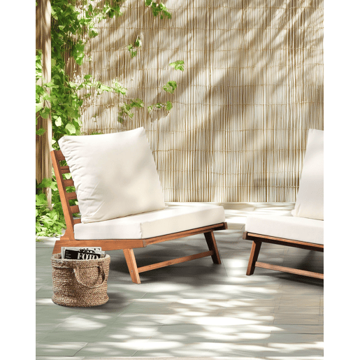 Cadeira de jardim com almofada MICCIANO Madeira de acácia Branco creme