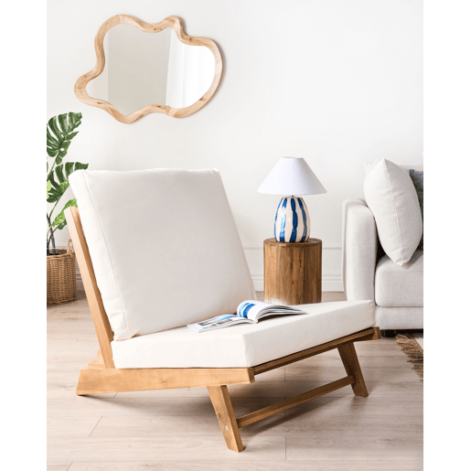 Cadeira de jardim com almofada MICCIANO Madeira de acácia Branco creme