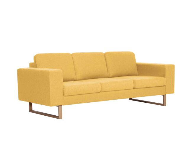Vidaxl sofá de 3 plazas de tela amarillo