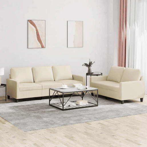 vidaXL 2 pcs conjunto sofás c almofadões couro artificial cor creme vidaXL 2 pcs conjunto sofás c almofadões couro artificial cor creme