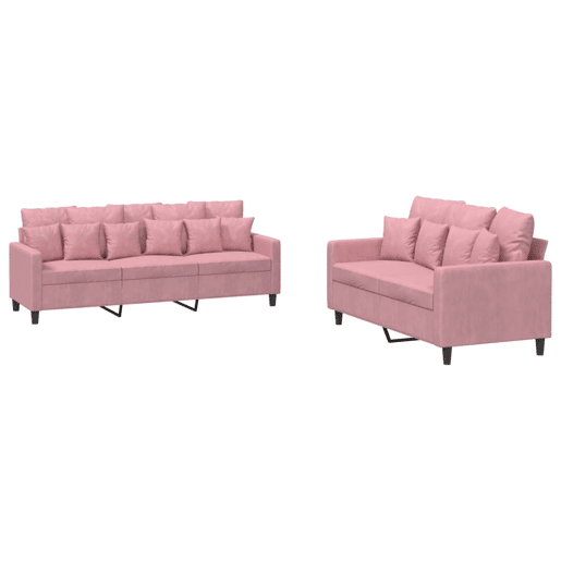 vidaXL 2 pcs conjunto de sofás com almofadões veludo rosa vidaXL 2 pcs conjunto de sofás com almofadões veludo rosa