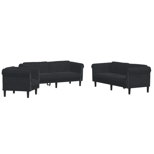 vidaXL 3 pcs conjunto de sofás veludo preto