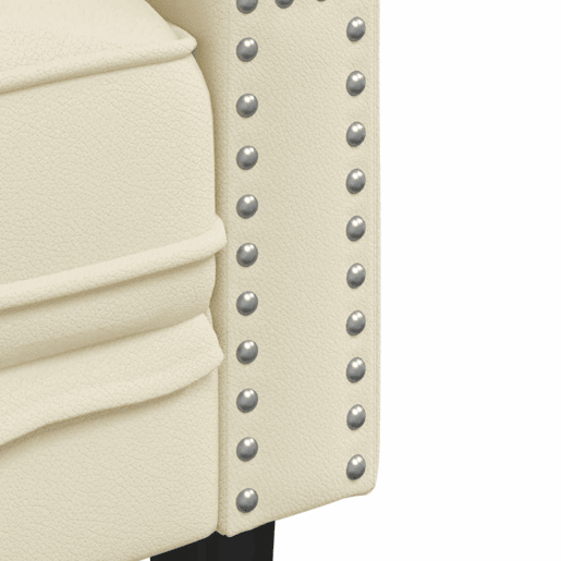 vidaXL 2 pcs conjunto de sofás chesterfield couro artificial creme