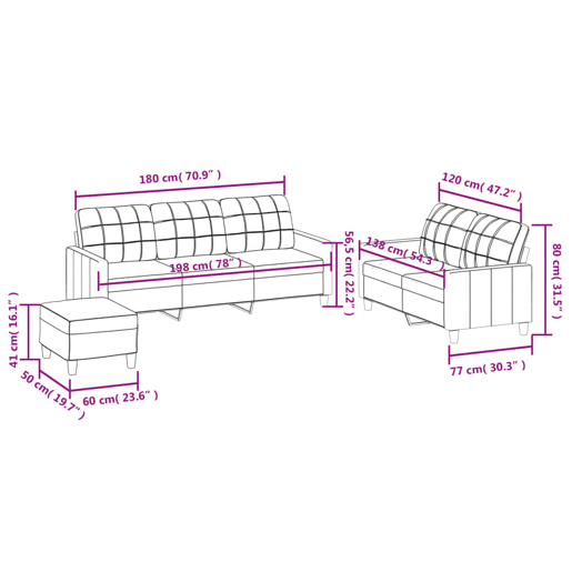 vidaXL 3 pcs conjunto sofás c almofadões couro artificial cor creme vidaXL 3 pcs conjunto sofás c almofadões couro artificial cor creme