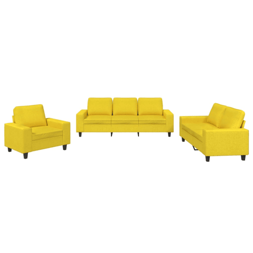 vidaXL 3 pcs conjunto de sofás tecido amarelo-claro vidaXL 3 pcs conjunto de sofás tecido amarelo-claro
