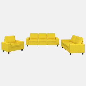 vidaXL 3 pcs conjunto de sofás tecido amarelo-claro